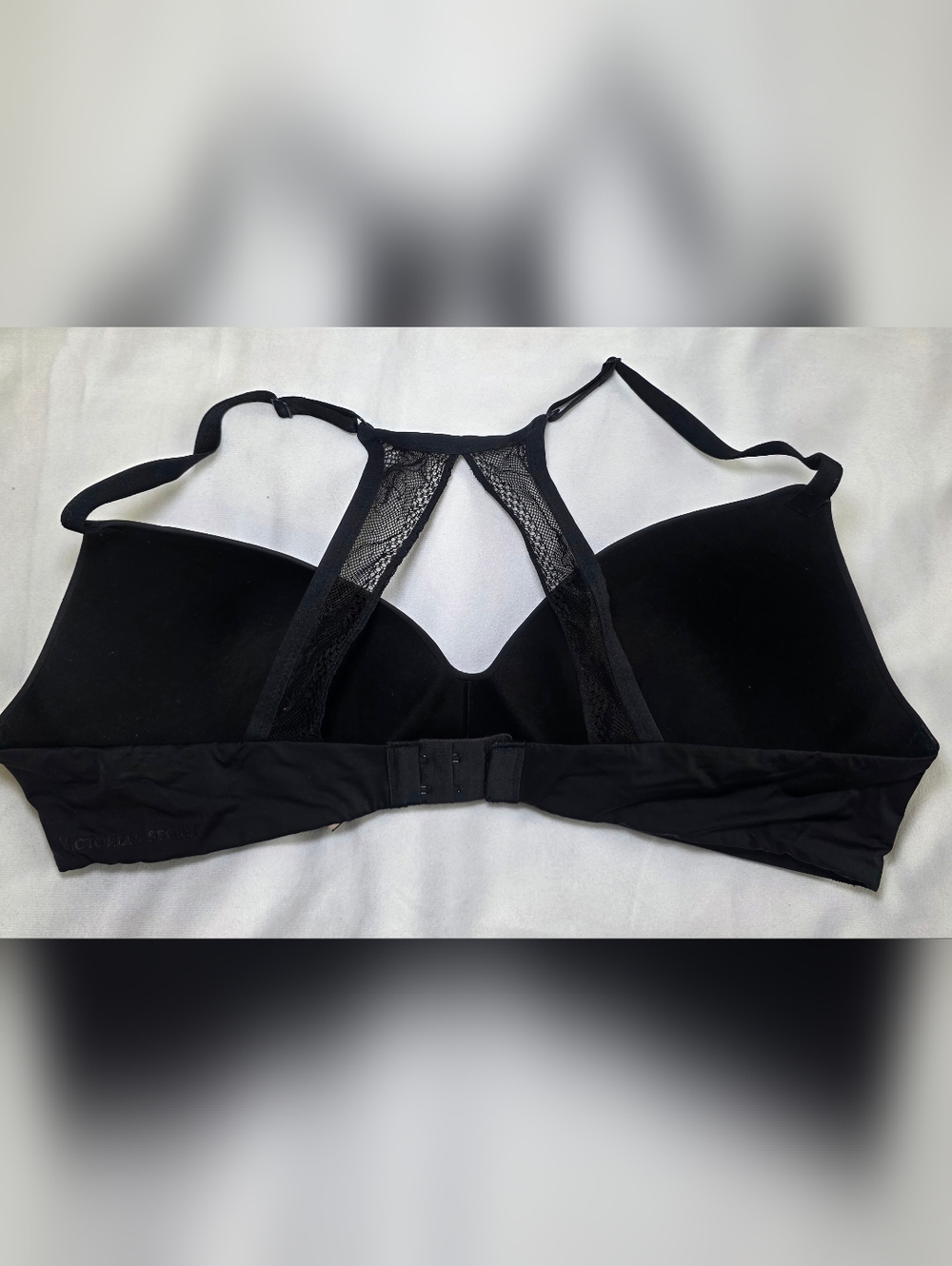 Victoria's Secret Black Lace Trim Wireless Racerback Bra- Size 38C